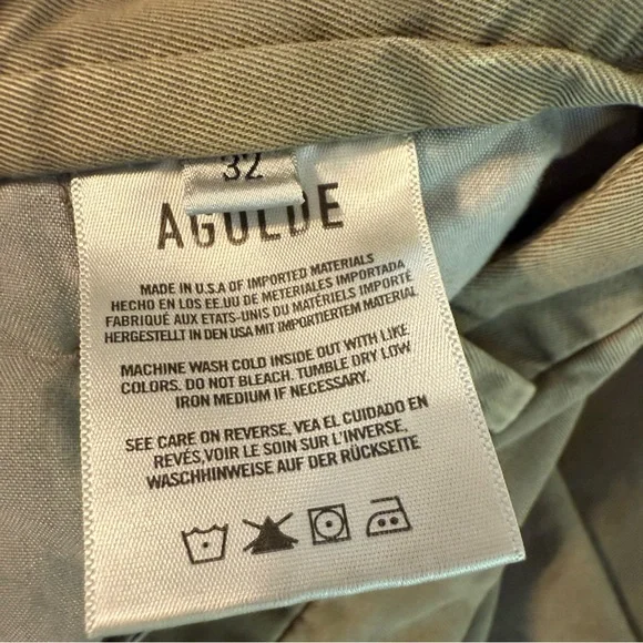 AGOLDE Women’s 32 Becker Short in Bark Pleated Chino Khaki Shorts CP25 - Picture 5 of 9